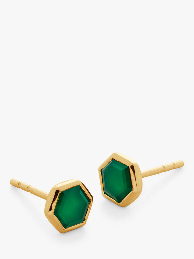 Monica Vinader & Kate Young Stud Earrings, Gold, Gold/Green Onyx
