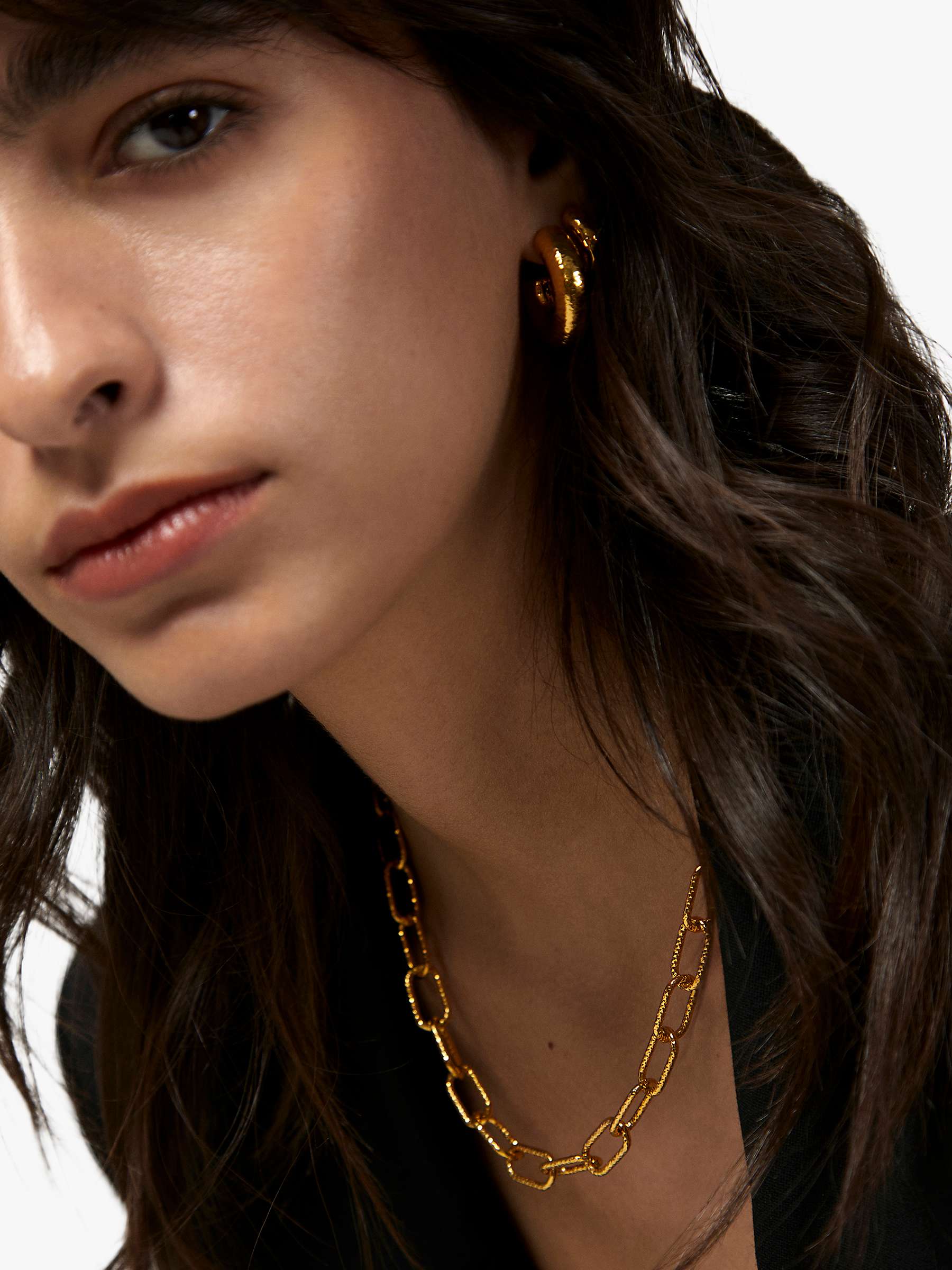 Buy Monica Vinader Alta Textured Chunky Chain Necklace, Gold Online at johnlewis.com