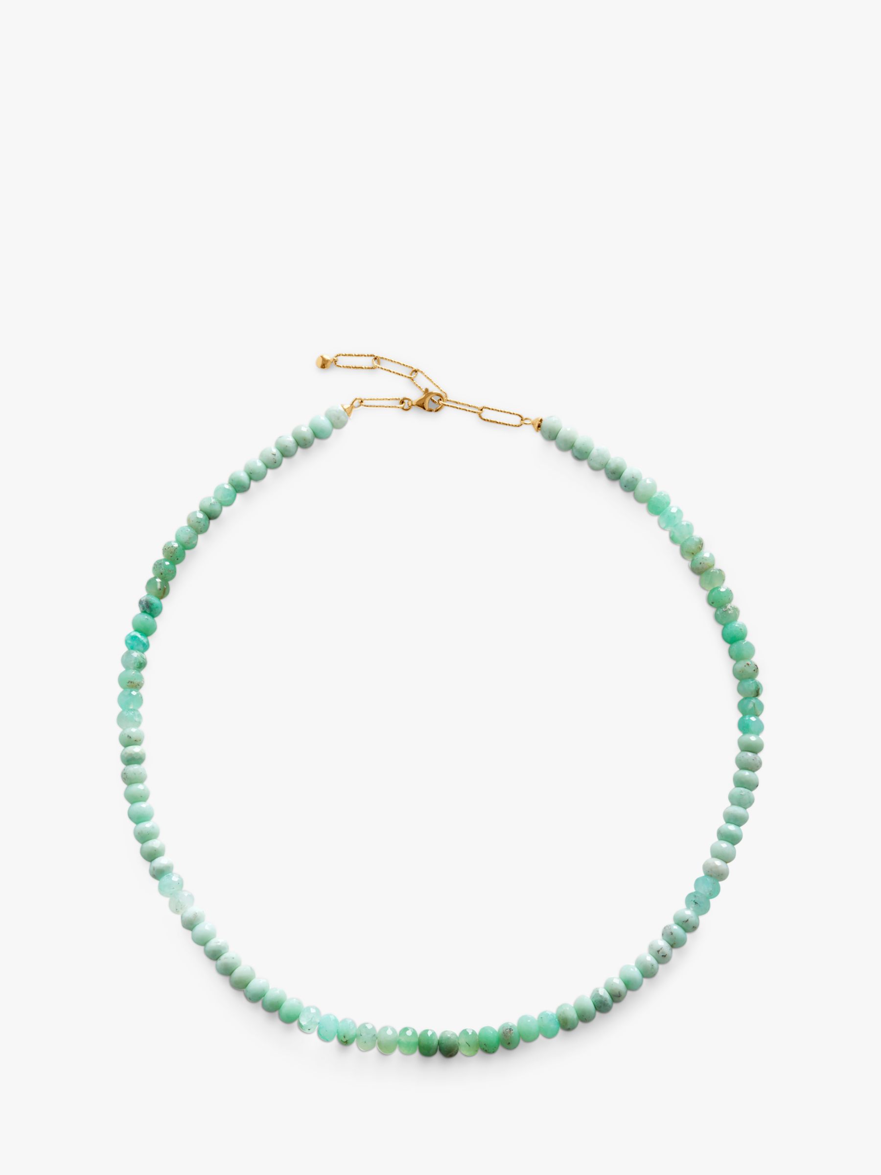 Monica Vinader Hope Beaded Chrysoprase Beaded Necklace, Green/Gold at ...