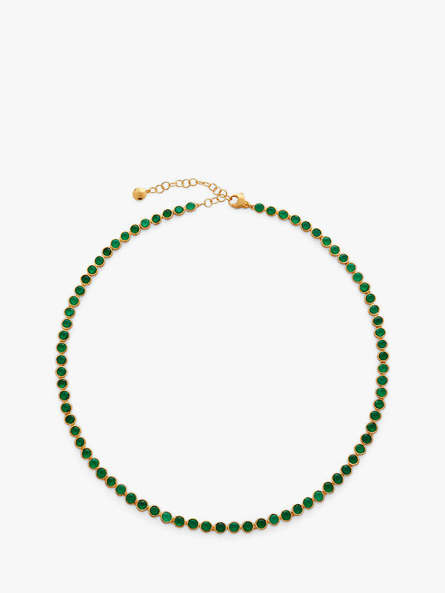 Monica Vinader & Kate Young Tennis Necklace, Gold, Gold/Green Onyx