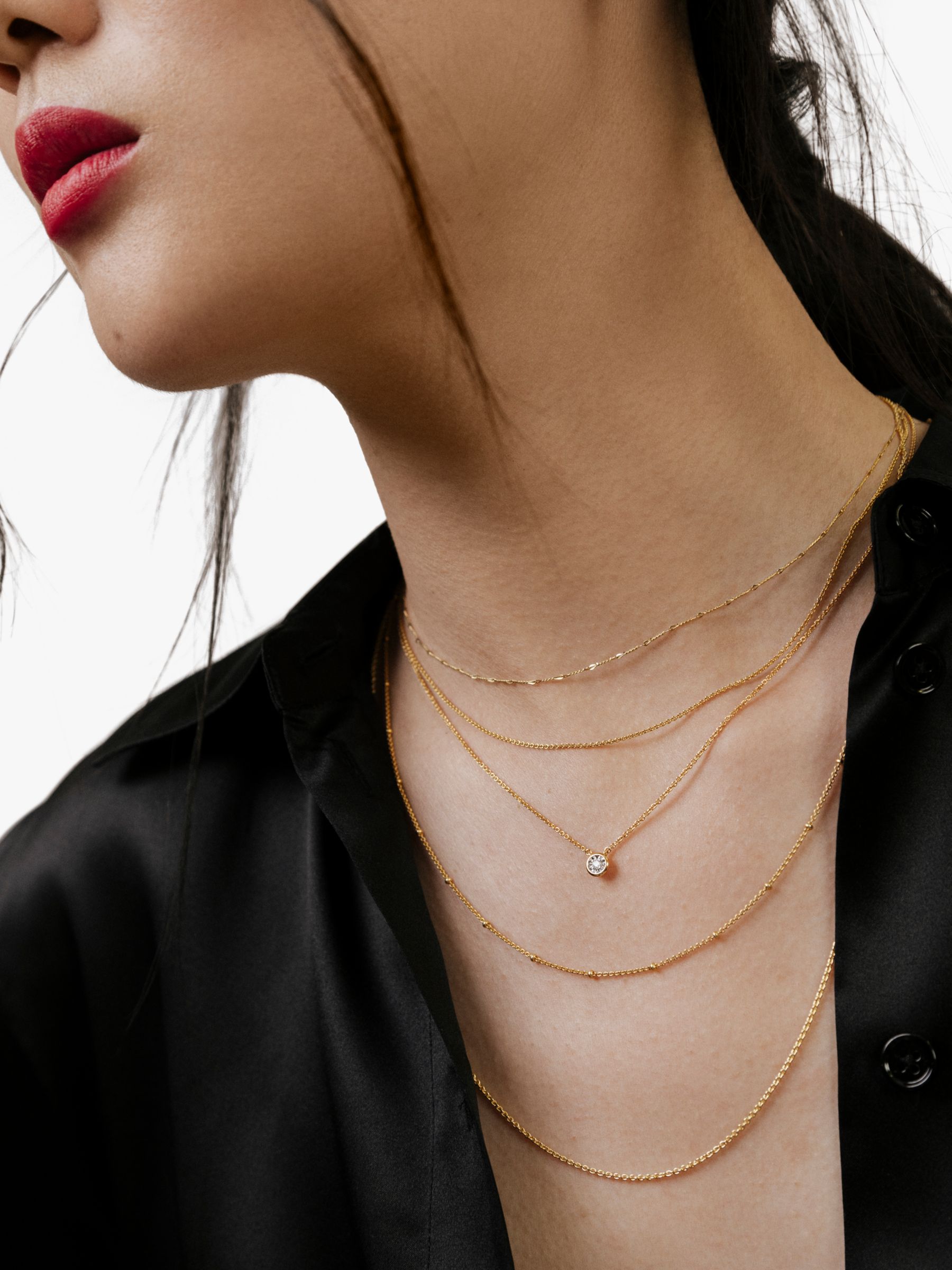 Monica Vinader Diamond Essential Chain Necklace, Gold at John Lewis 