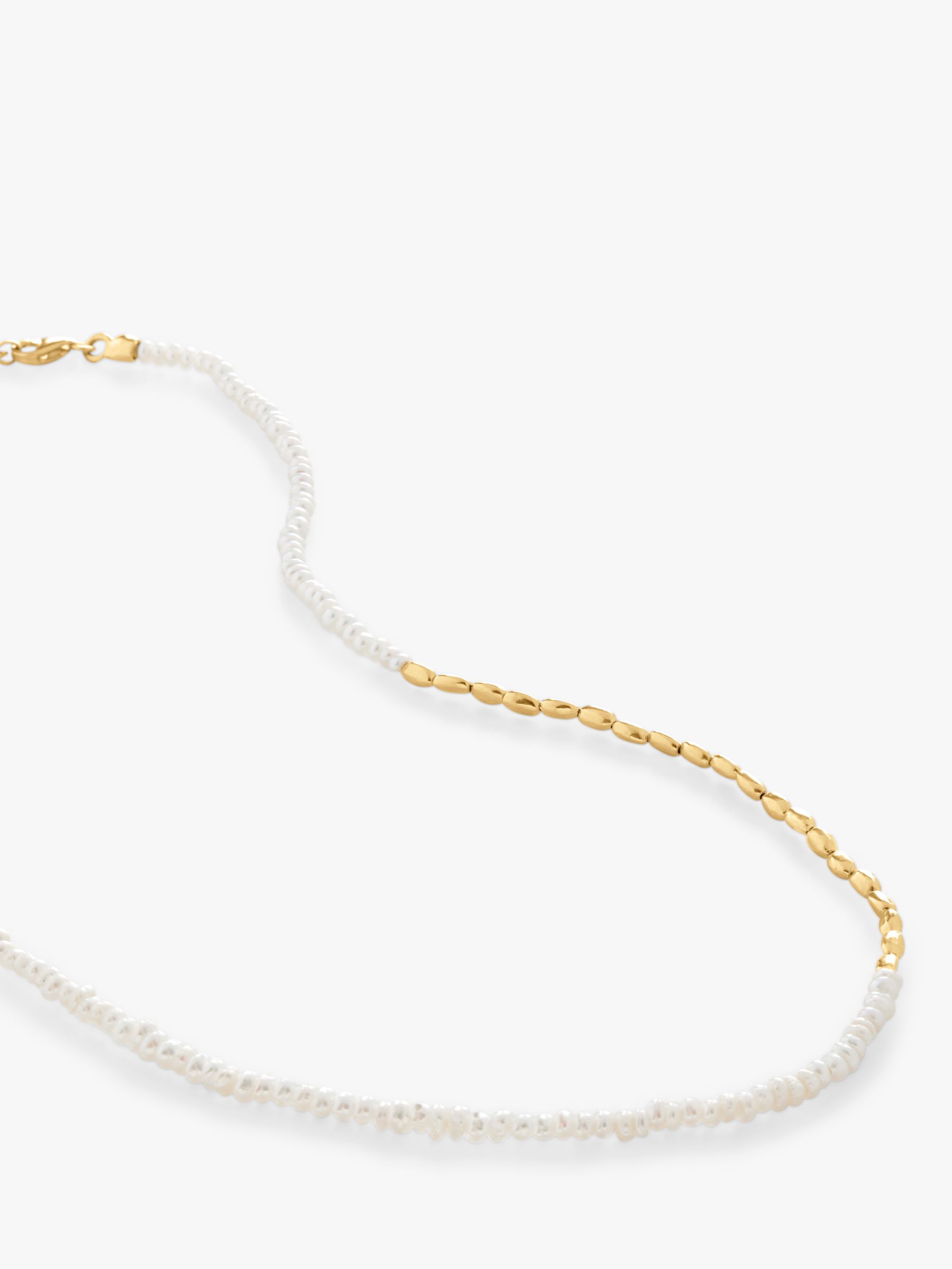 Monica Vinader Mini Nugget Pearl Necklace, Gold/White