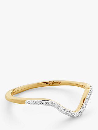 Monica Vinader Riva Wishbone Diamond Ring, Gold