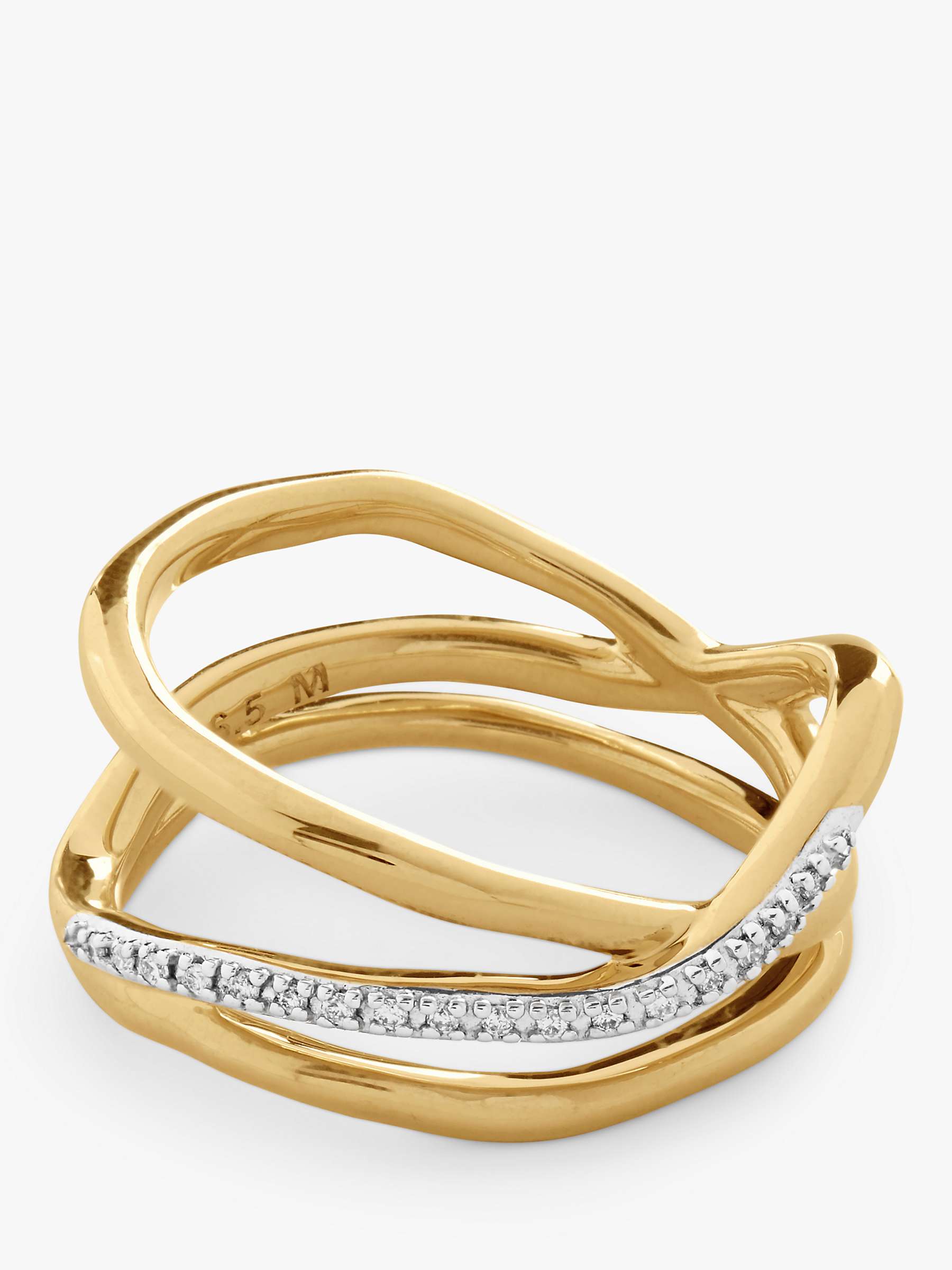 Buy Monica Vinader Riva Kiss Diamond Ring, Gold Online at johnlewis.com