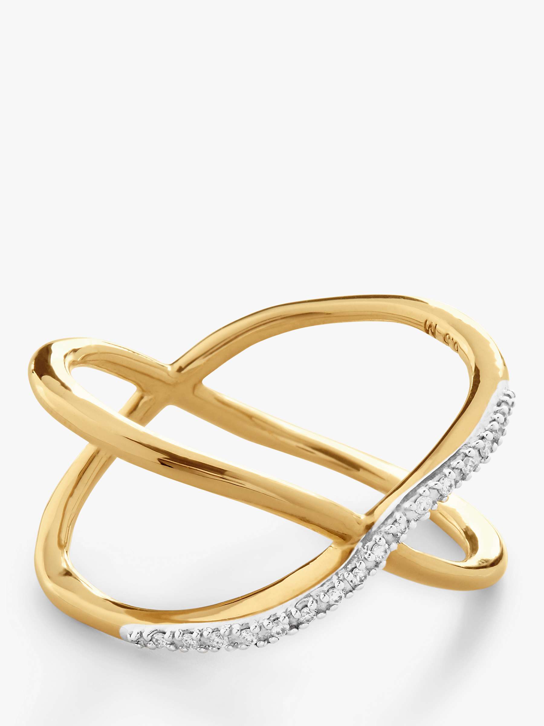 Buy Monica Vinader Kiss Diamond Cross Over Ring, Gold Online at johnlewis.com