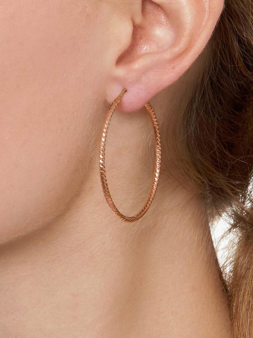 Buy The Hoop Station Roma Diamond Cut Sterling Silver Twist Medium Hoop Earrings, 4.5cm Online at johnlewis.com