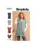 Simplicity Knit Button Front Vests Sewing Pattern, S9374, A
