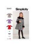 Simplicity Children's Coat Sewing Pattern, S9461, A
