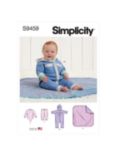 Simplicity Babies' Bodysuit, Jumpsuit, Pant & Blanket Sewing Pattern, S9459, A