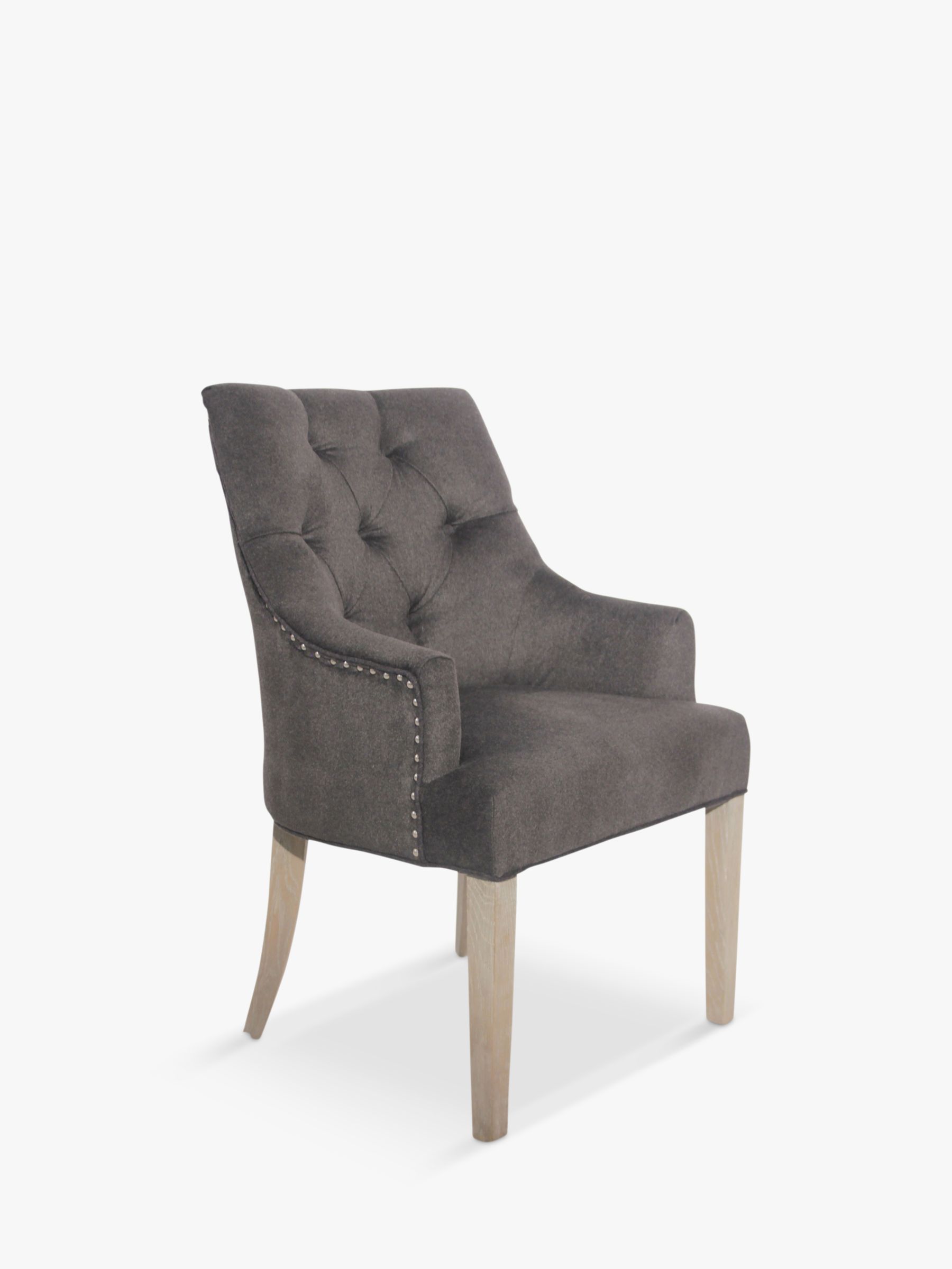 Photo of One.world st james wool & oak wood stud detail carver dining chair charcoal grey