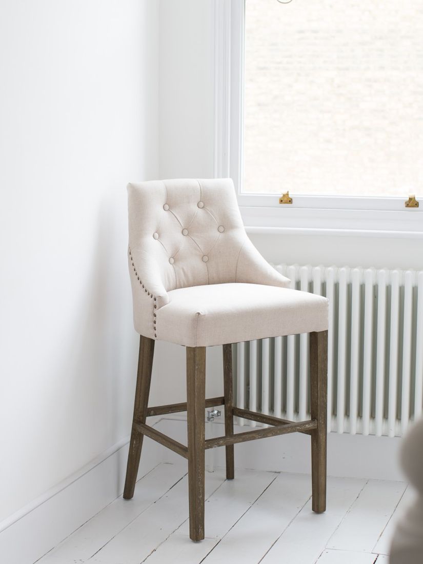 Photo of One.world st james oak wood & linen bar chair beige
