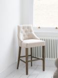 One.World St James Oak Wood & Linen Bar Chair, Beige