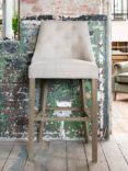 One.World St James Oak Wood & Linen Bar Chair, Beige