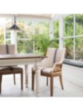 One.World St James Linen & Oak Wood Striped Carver Dining Chair, Beige/Neutral