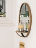 One.World Granville Oval Metal Wall Mirror with Shelf, 45 x 30.3cm, Brass