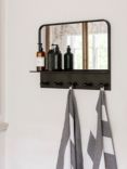 One.World Granville Metal Shelf & Hooks Wall Mirror, 48 x 68cm, Grey