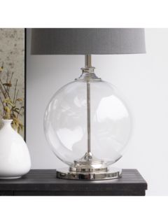 Clifton Round Glass Table Lamp With Grey Shade – Cotswold Luxe