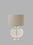 One.World Clifton Apple Glass Base Linen Shade Table Lamp, Clear