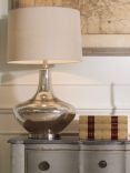 One.World Clifton Crackle Glaze Base Linen Shade Table Lamp, Nickel