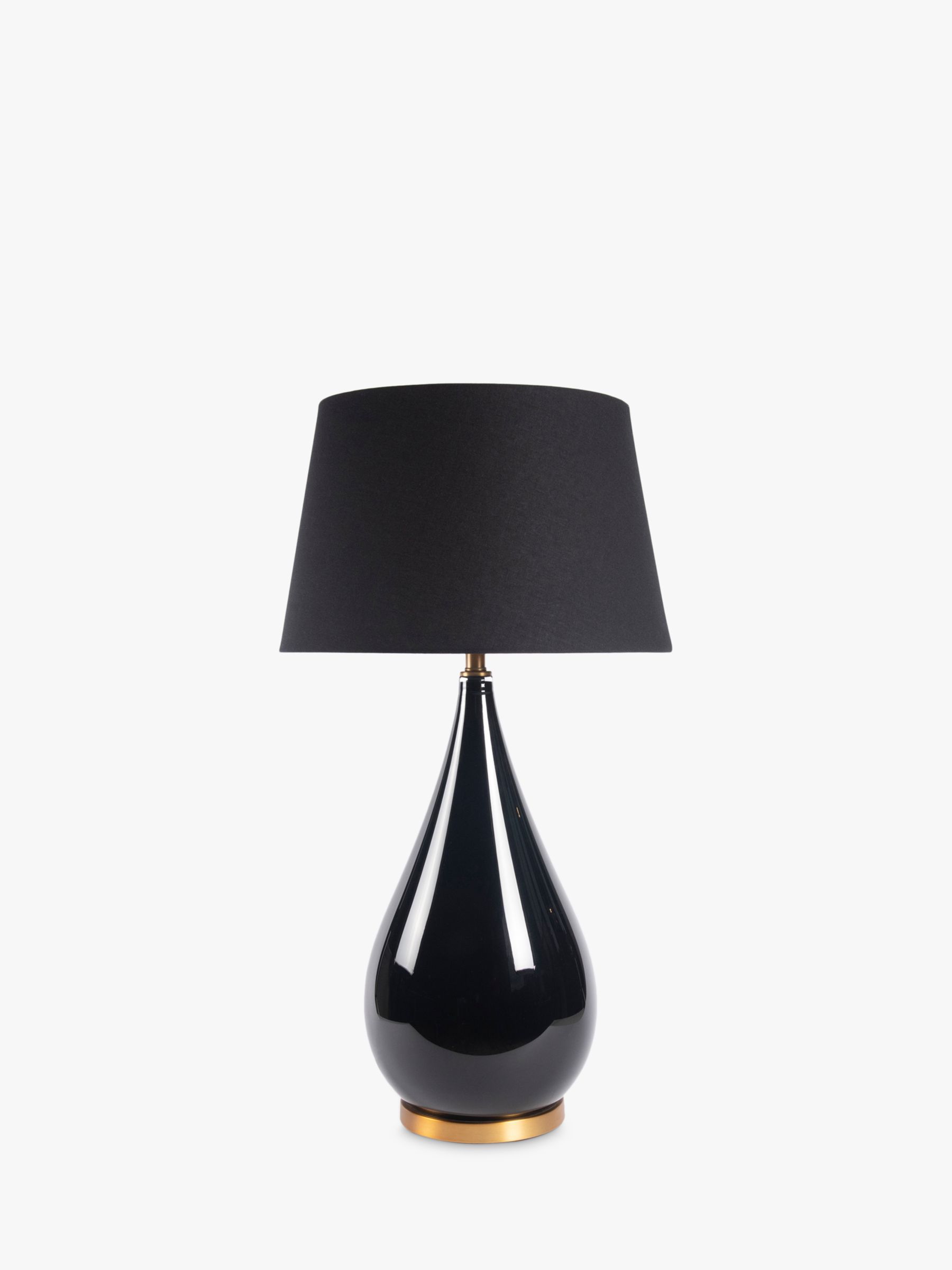 Photo of One.world clifton curved glass base linen shade table lamp black