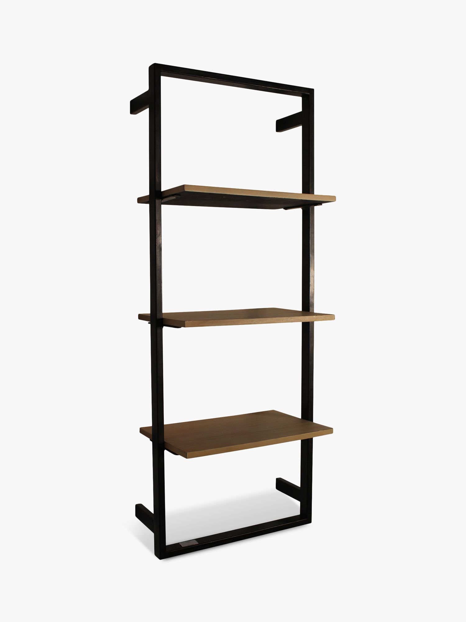 Photo of One.world avondale wall-mounted metal bookcase with 3 wooden shelves metallic