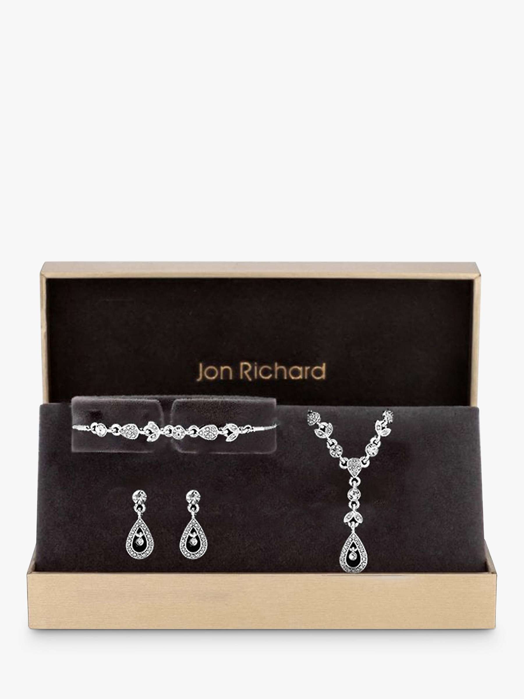 Buy Jon Richard Silver Plated Clear Crystal Floral Jewellery Set, Silver Online at johnlewis.com