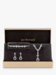 Jon Richard Silver Plated Clear Crystal Floral Jewellery Set, Silver