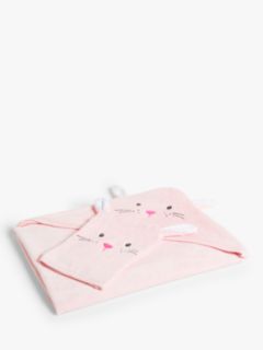 John Lewis Baby Bunny Towel & Mitt Set, Pink