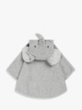 John Lewis Elephant Hooded Baby Bath Towelling Poncho, 0-2 years, Grey