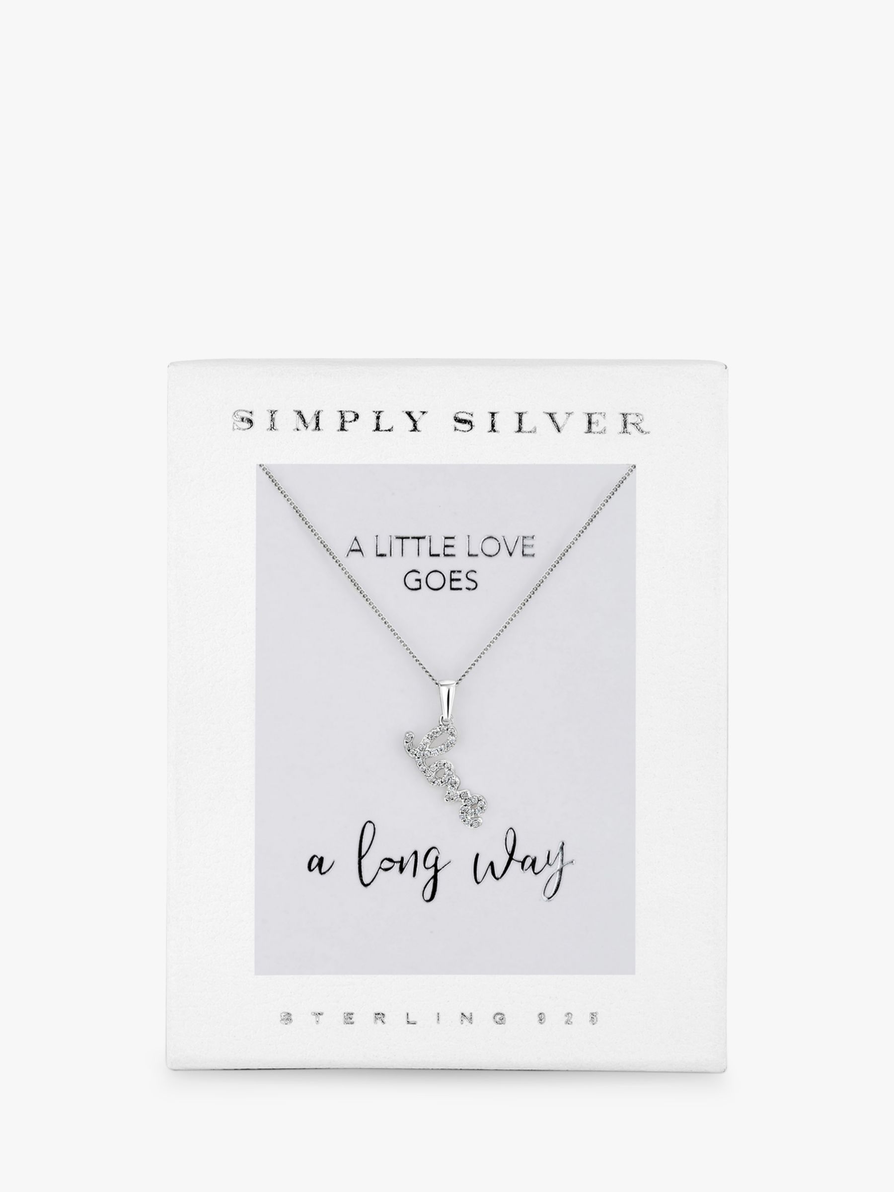 Simply Silver A Little Love Cubic Zirconia Pendant Necklace, Silver at ...