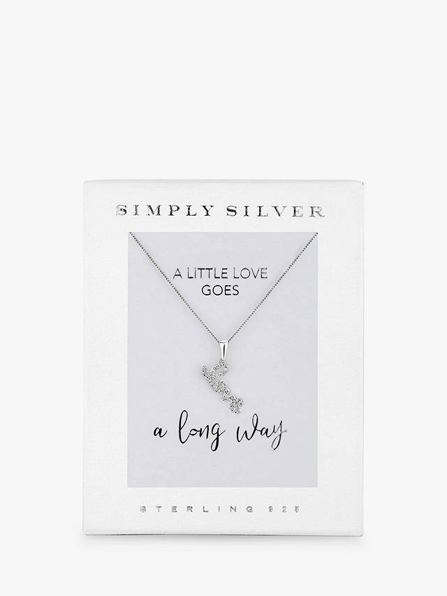 Simply Silver A Little Love Cubic Zirconia Pendant Necklace, Silver at ...