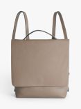 John Lewis Leather Alina Backpack, Taupe Pebbled