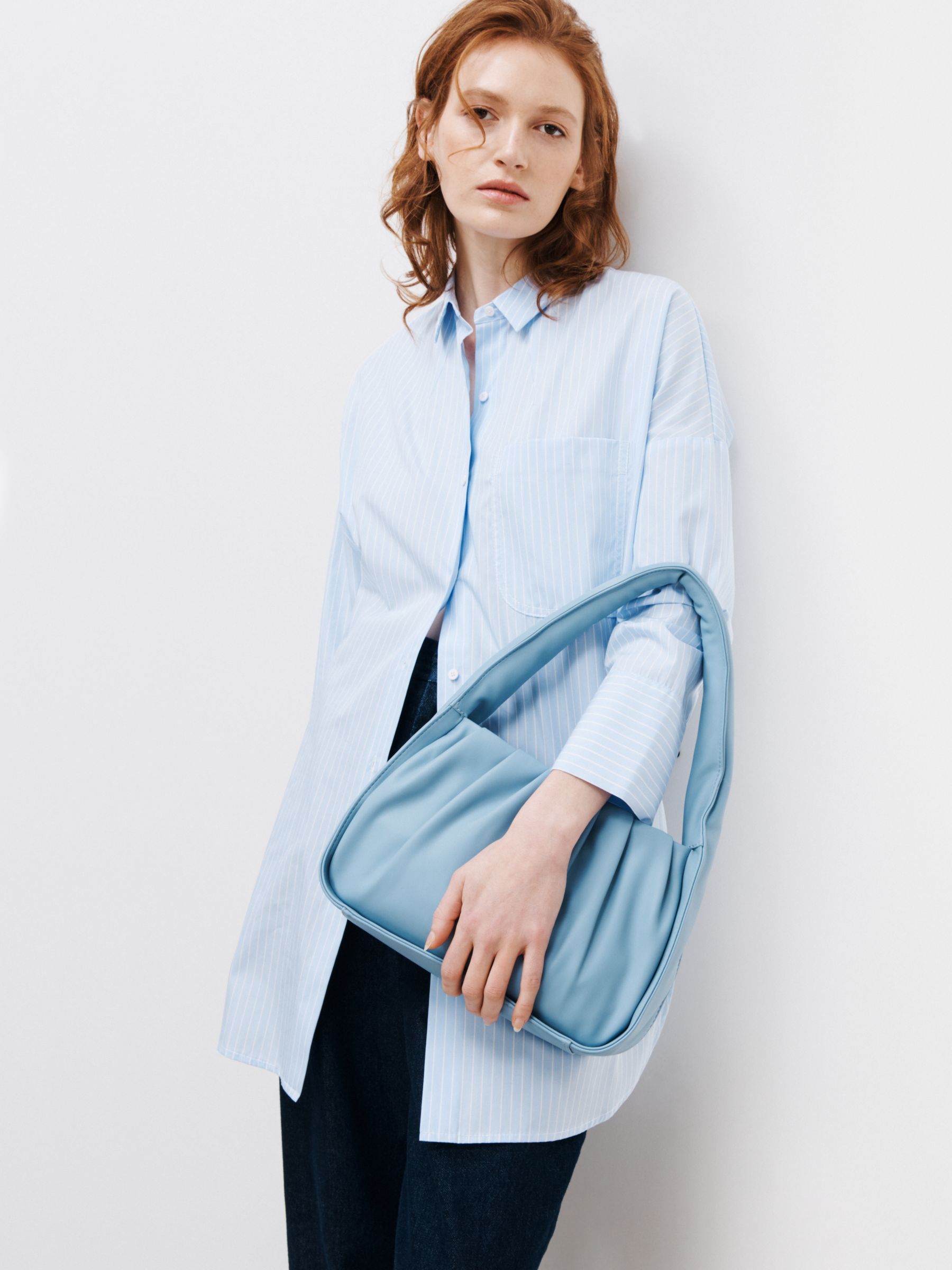 John Lewis ANYDAY Scoop Zip Top Shoulder Bag, Blue at John Lewis