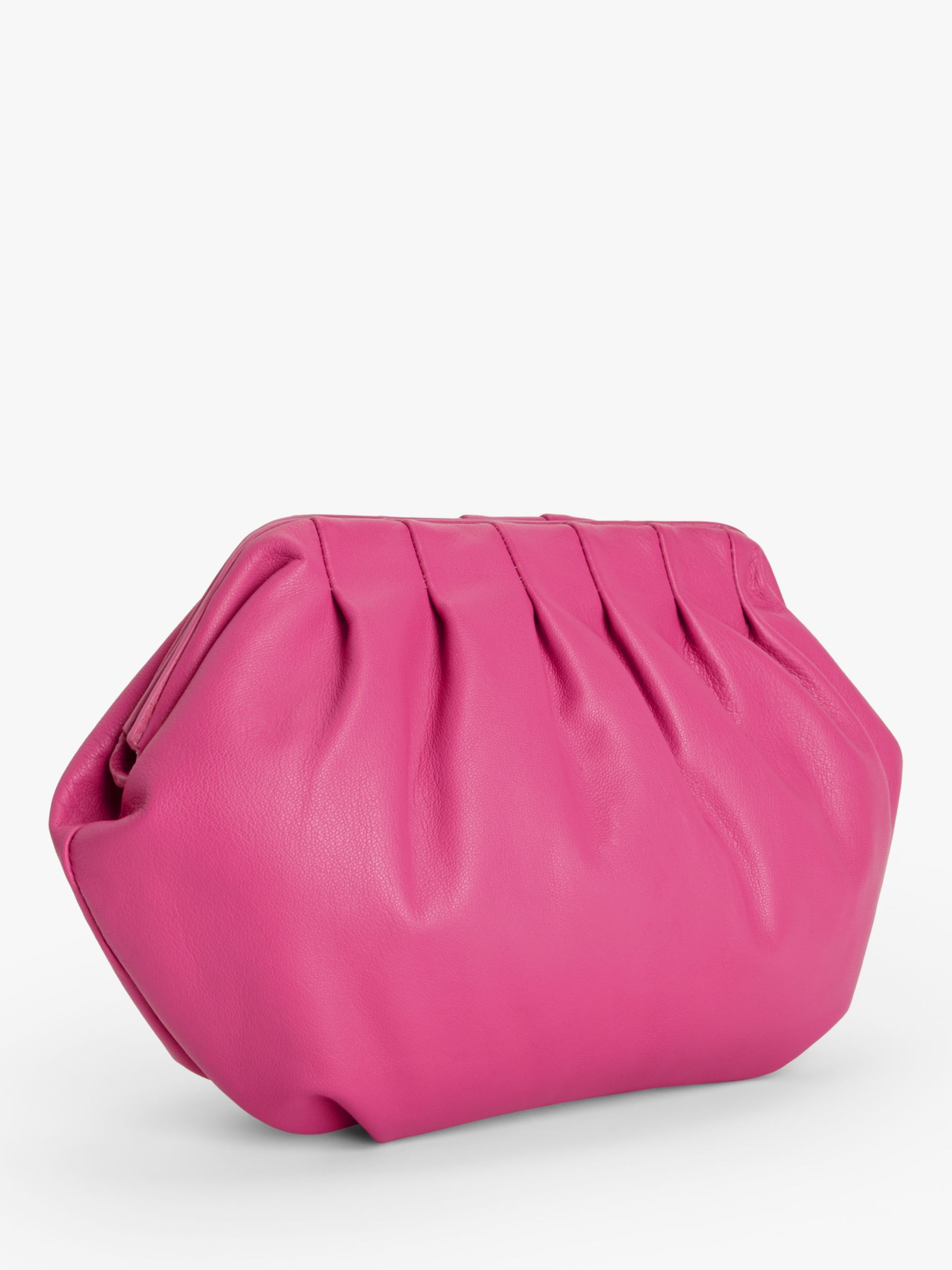 John Lewis Cloud Leather Clutch Bag, Fuchsia Pink