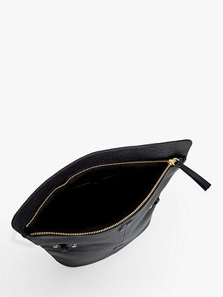 John Lewis Leather Mistry Large Clutch Bag, Black