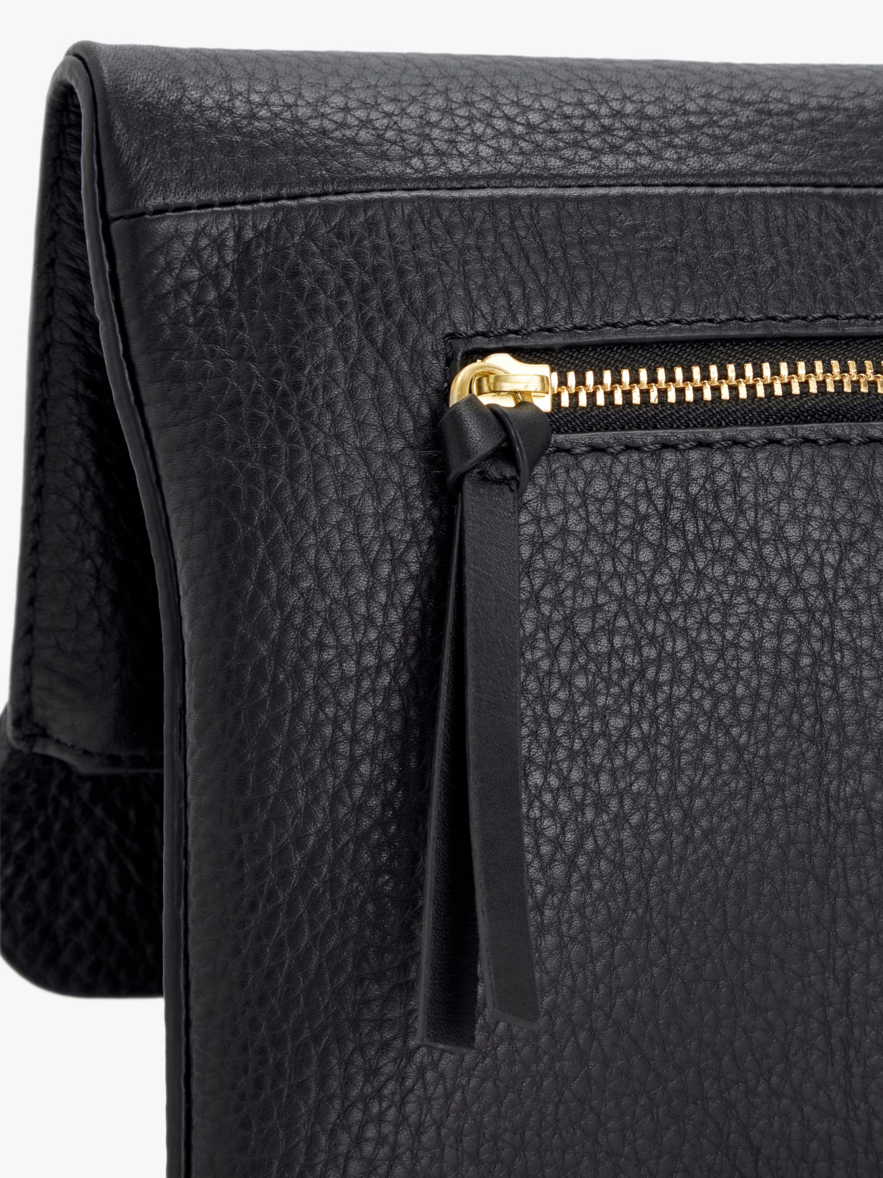 John Lewis Leather Mistry Large Clutch Bag, Black