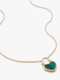 Monica Vinader Heart Gemstone Padlock Pendant Necklace, Gold/Malachite