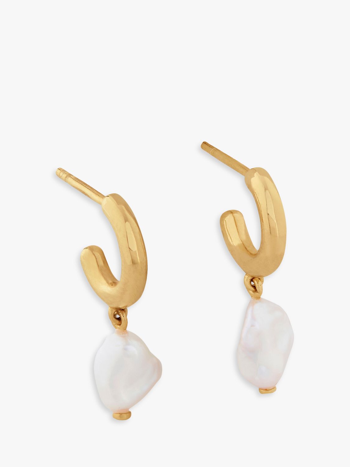 Monica Vinader Nura Keshi Pearl Open Hoop Drop Earrings, Gold/White at ...