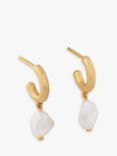 Monica Vinader Nura Keshi Pearl Open Hoop Drop Earrings, Gold/White