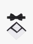 Moss Bow Tie & Pocket Square Set, Black