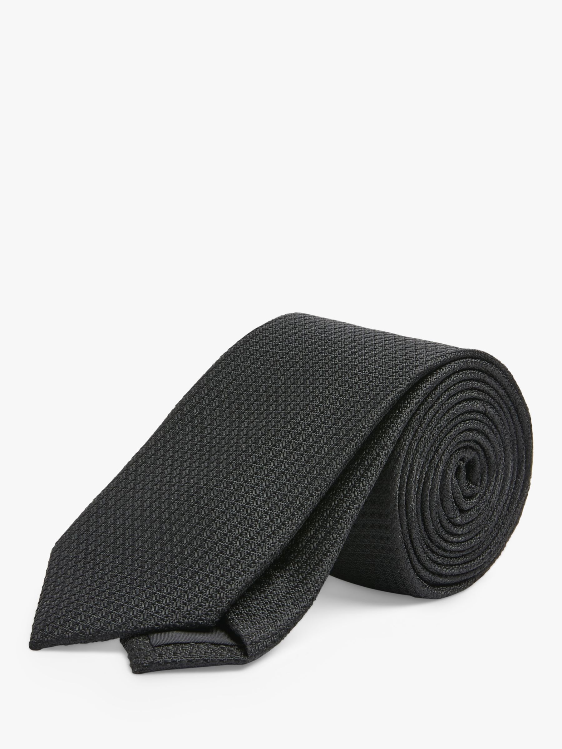 Moss Textured Tie, Black at John Lewis & Partners