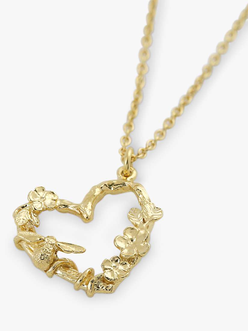 Buy Alex Monroe Floral Heart & Baby Bee Pendant Necklace, Gold Online at johnlewis.com