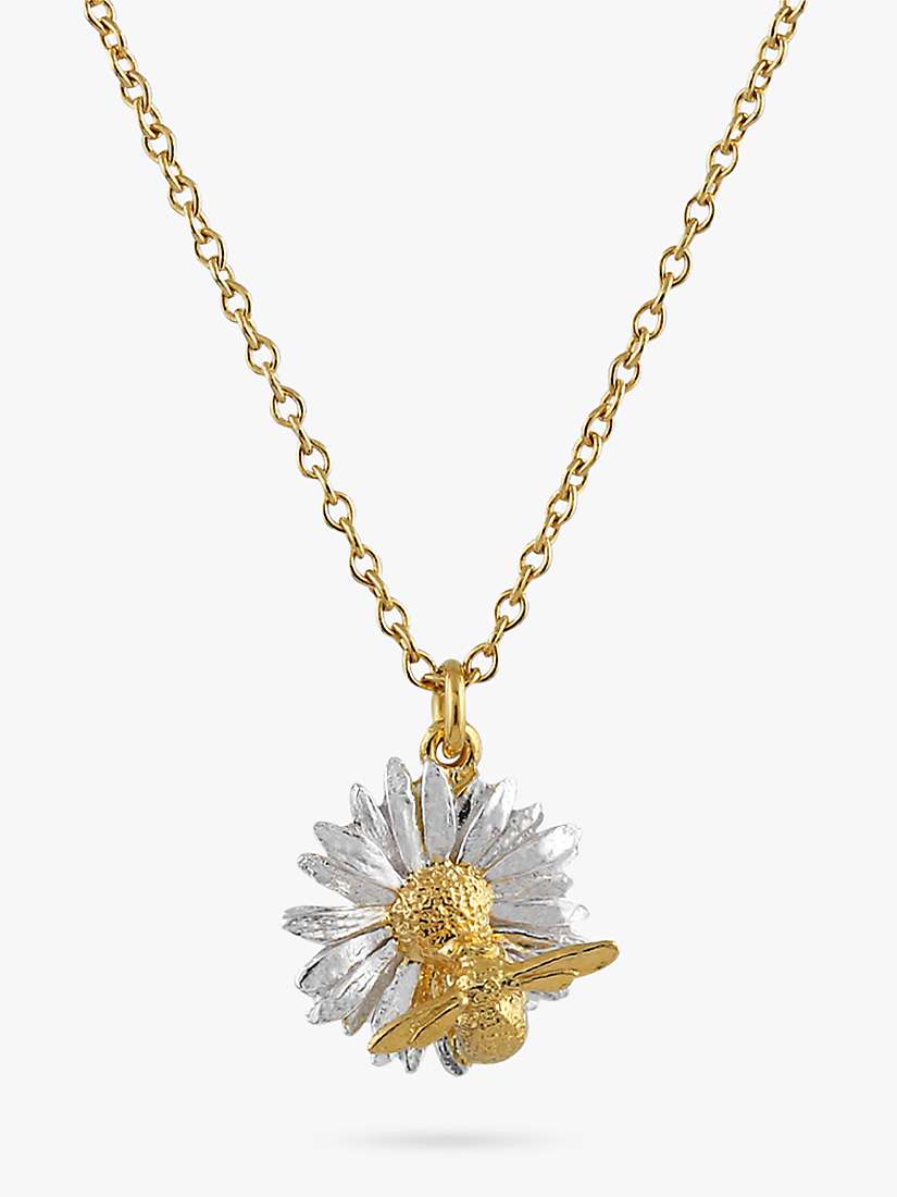 Buy Alex Monroe Daisy & Baby Bee Pendant Necklace, Gold/Silver Online at johnlewis.com