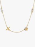 Alex Monroe Floral & Baby Bee Chain Necklace, Gold/Silver