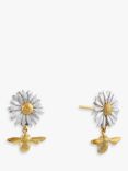 Alex Monroe Daisy & Baby Bee Drop Earrings, Gold/Silver