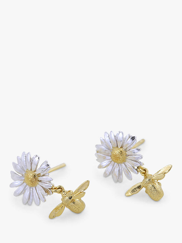 Alex Monroe Daisy & Baby Bee Drop Earrings, Gold/Silver