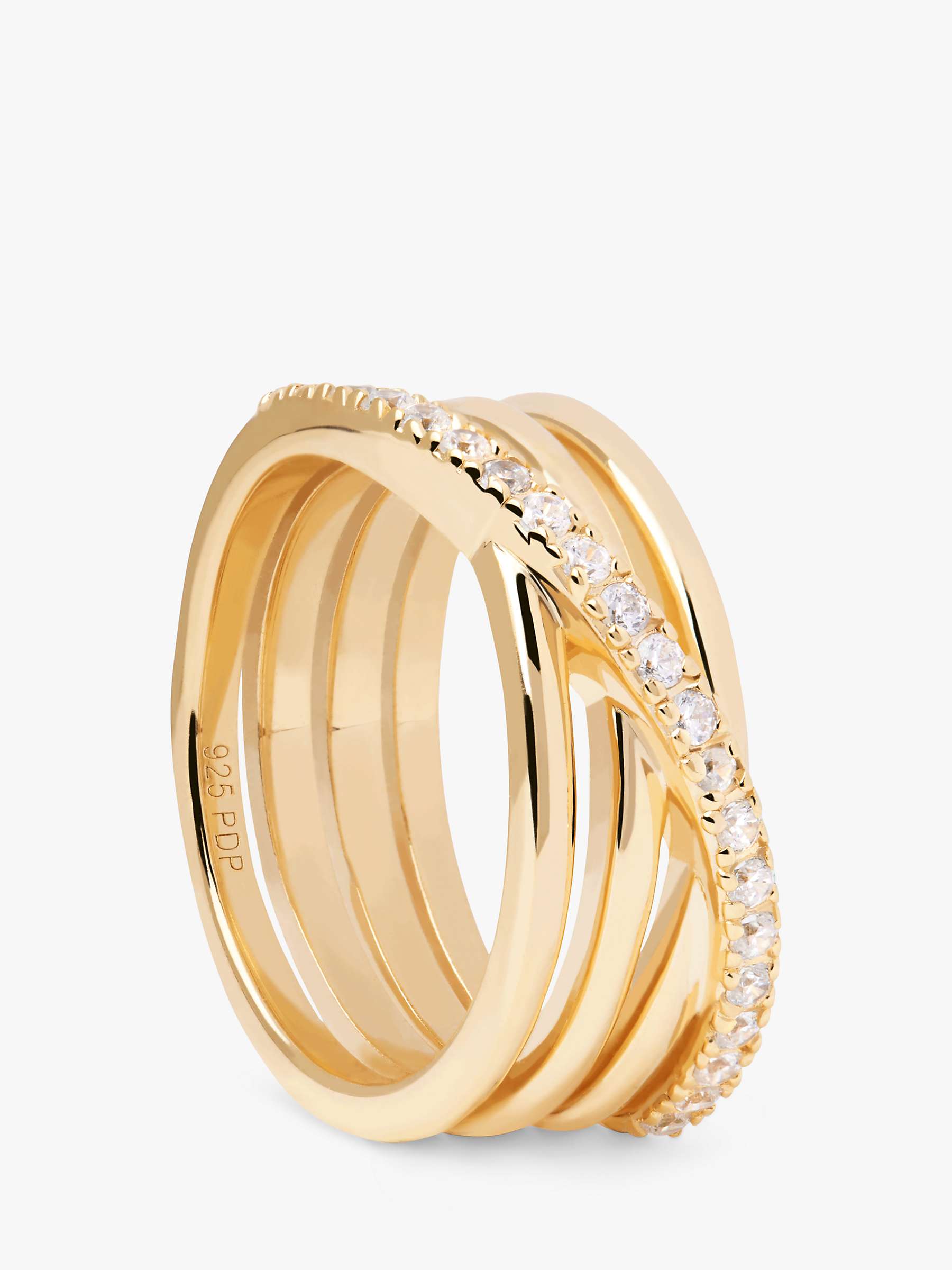 Buy PDPAOLA Cruise Cubic Zirconia Pre-Stacked Ring, Gold Online at johnlewis.com
