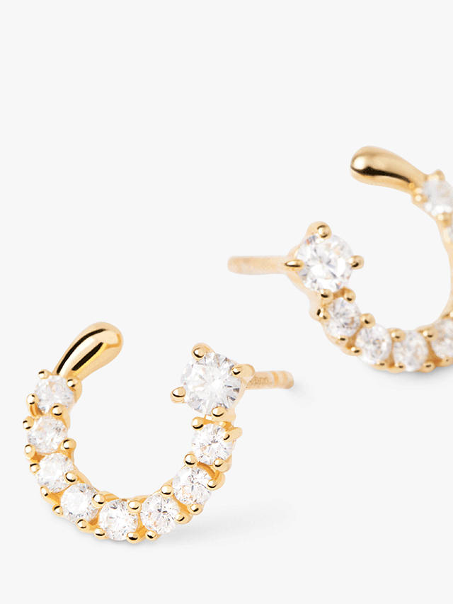 PDPAOLA Leona Cubic Zirconia Semi-Circle Stud Earrings, Gold
