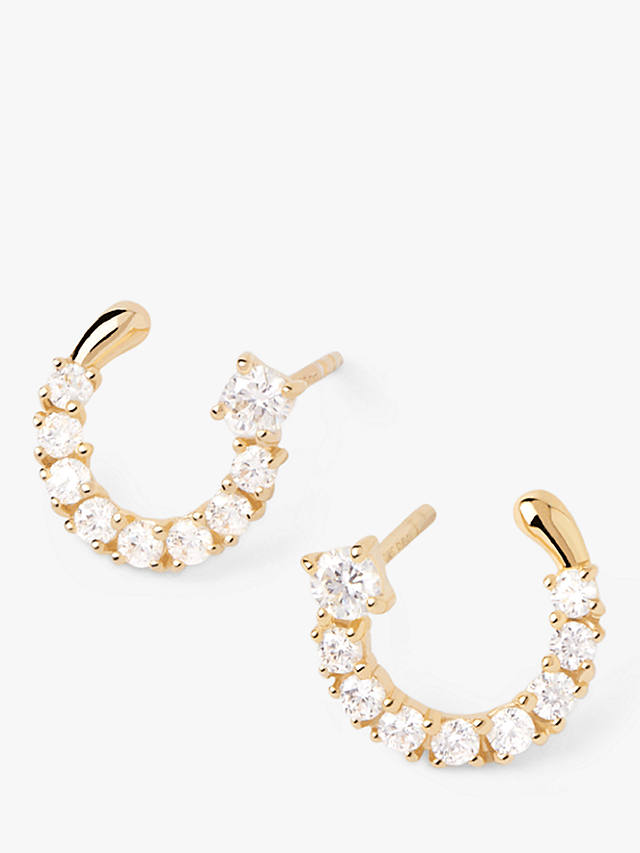 PDPAOLA Leona Cubic Zirconia Semi-Circle Stud Earrings, Gold
