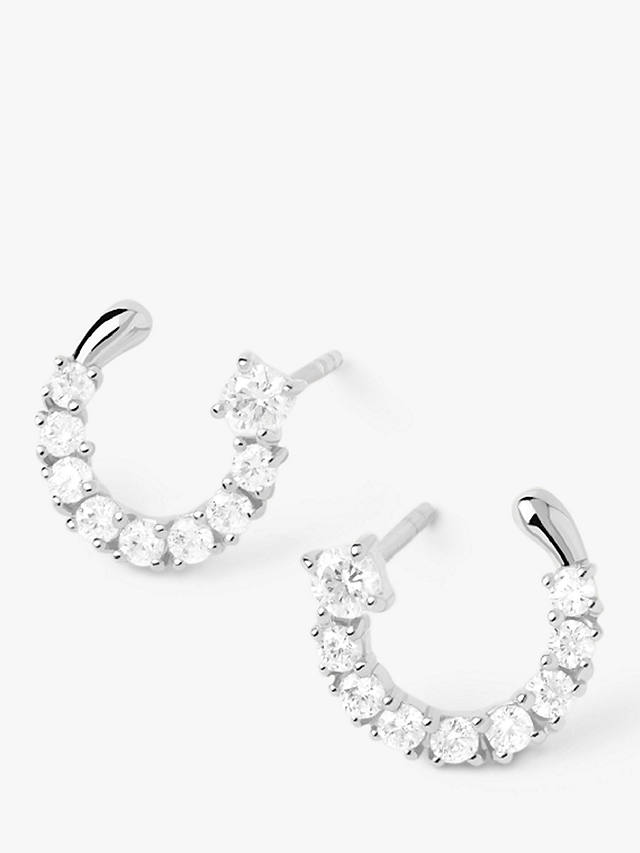 PDPAOLA Leona Cubic Zirconia Semi-Circle Stud Earrings, Silver